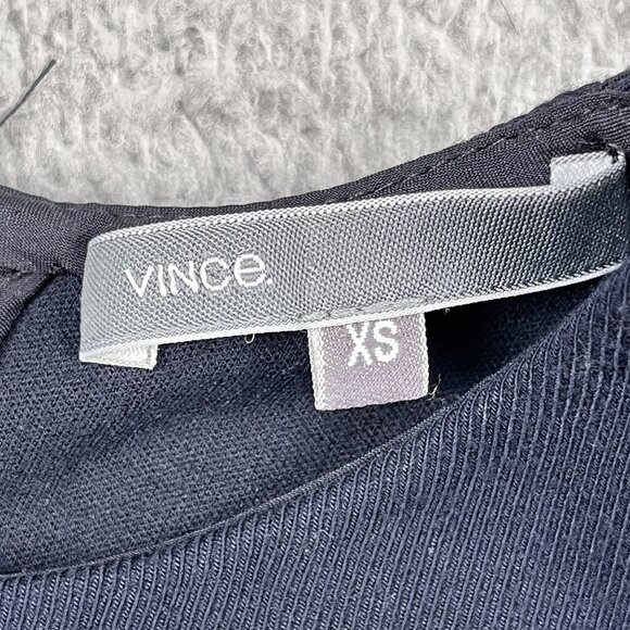 Vince Navy Knee Length Ribbed Sheath Pencil Dress Sz XS - Picture 3 of 5